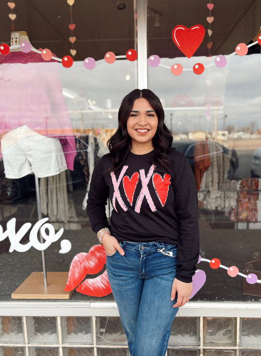 XOXO with Red Hearts Tee