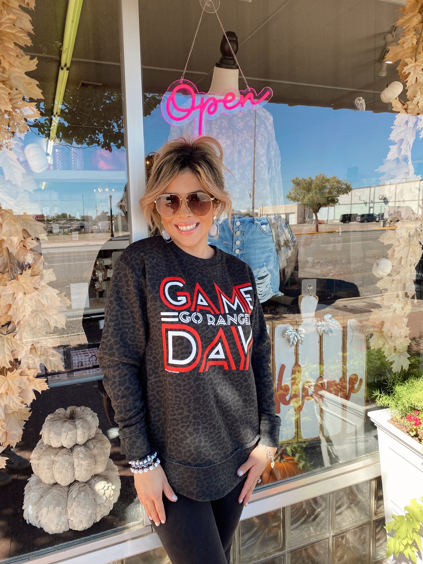 Rangers Game Day Leopard Sweater