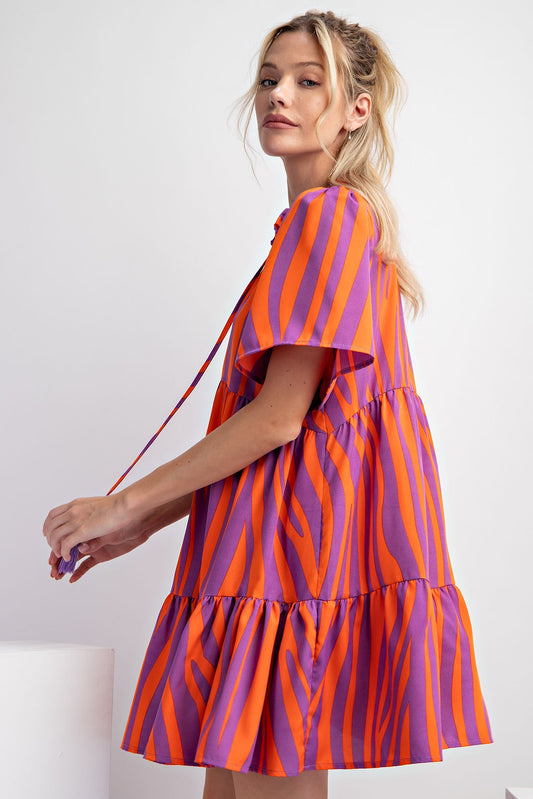 Zebra Print Woven Plus Size Dress