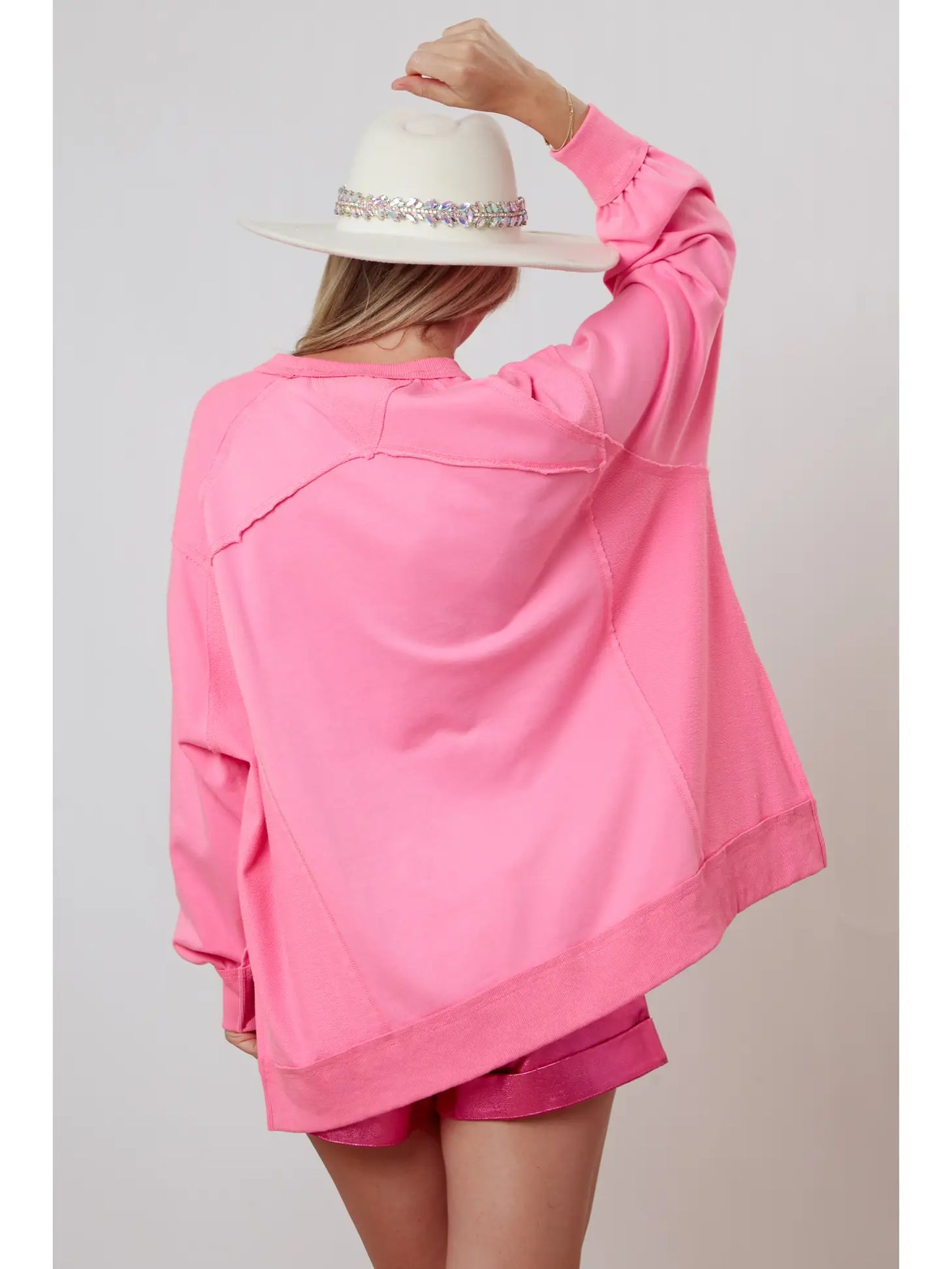 Stylish Persona Oversized Baby Pink Top