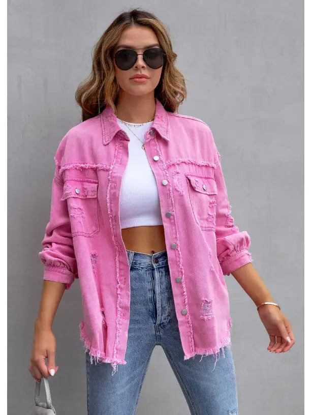 The Vivi Denim Jacket In Pink