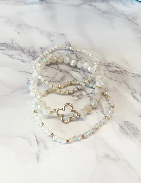 Lily White & Gold Bracelet Set