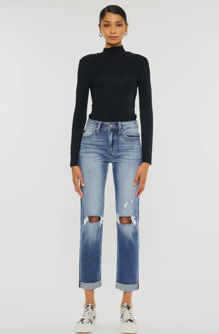 Made It Distressed Straight Leg Jeans