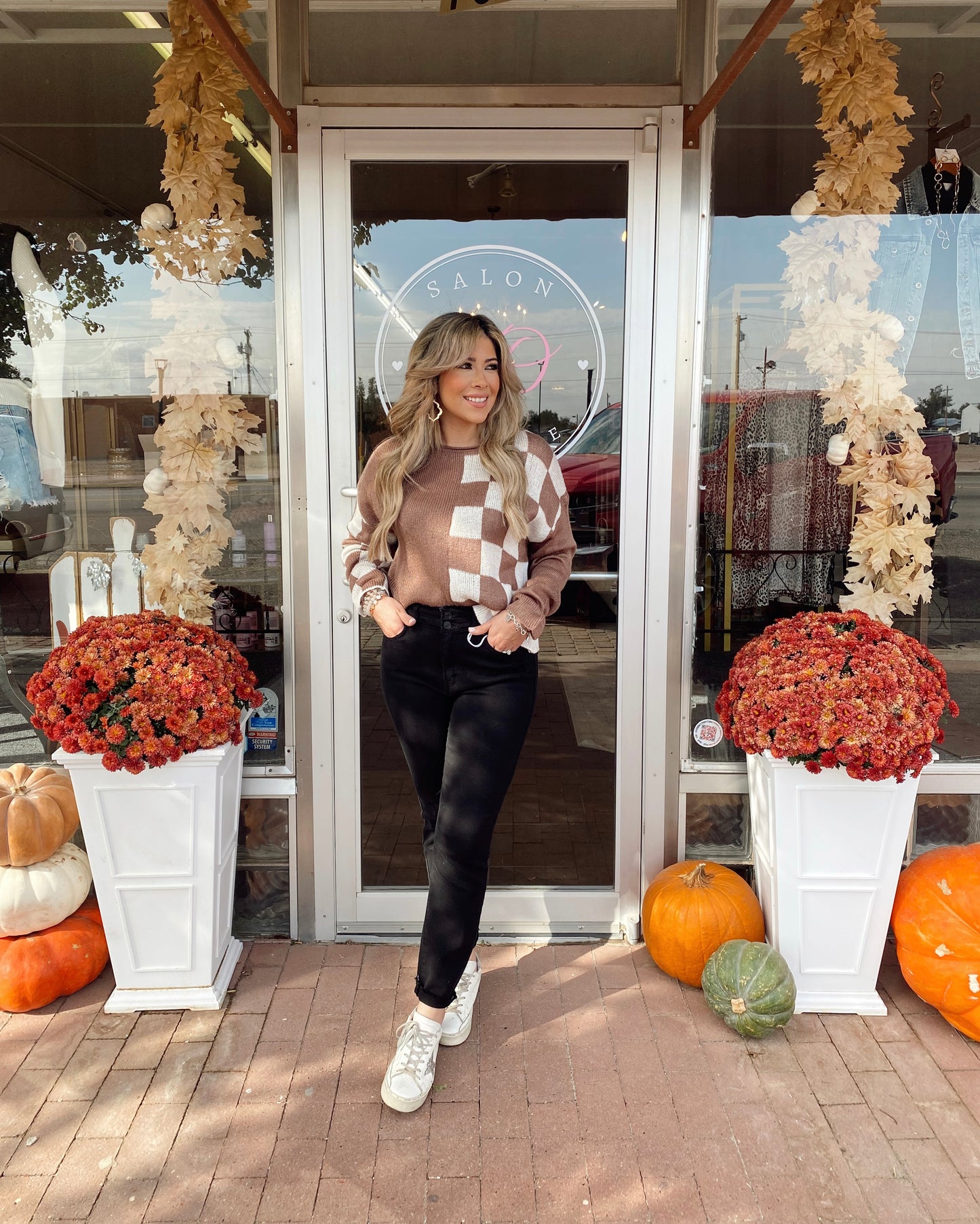 Fabulous Checkered Brown Sweater