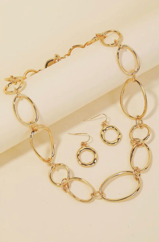 Oval Chain Link Necklace Set