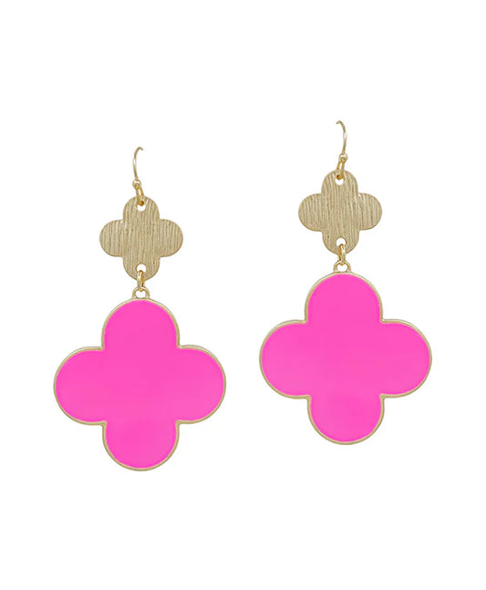 Hot Pink Clover Earrings