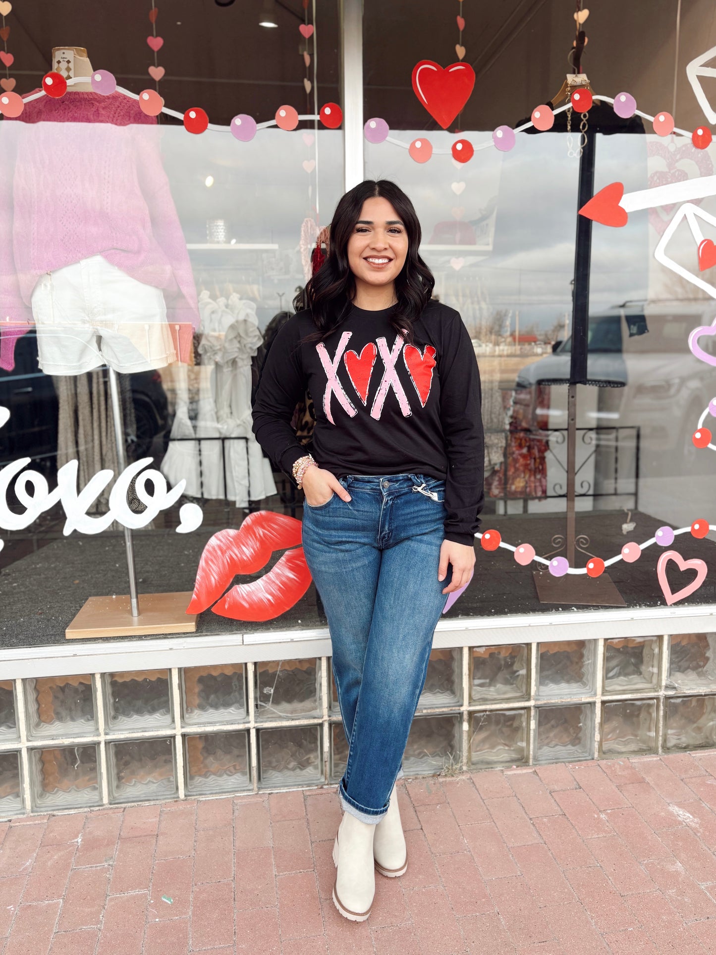 XOXO with Red Hearts Tee