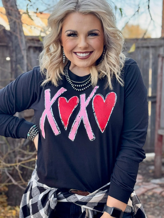 XOXO with Red Hearts Tee