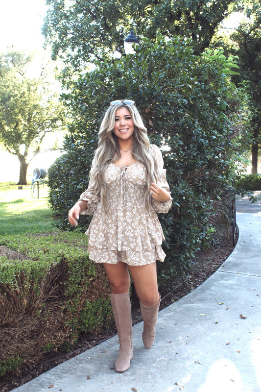 Wild About You Taupe Woven Romper