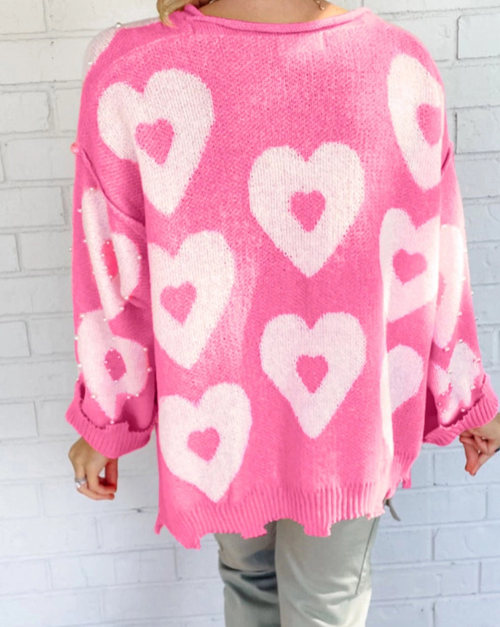 Gossip Girl Beaded Heart Drop Sweater