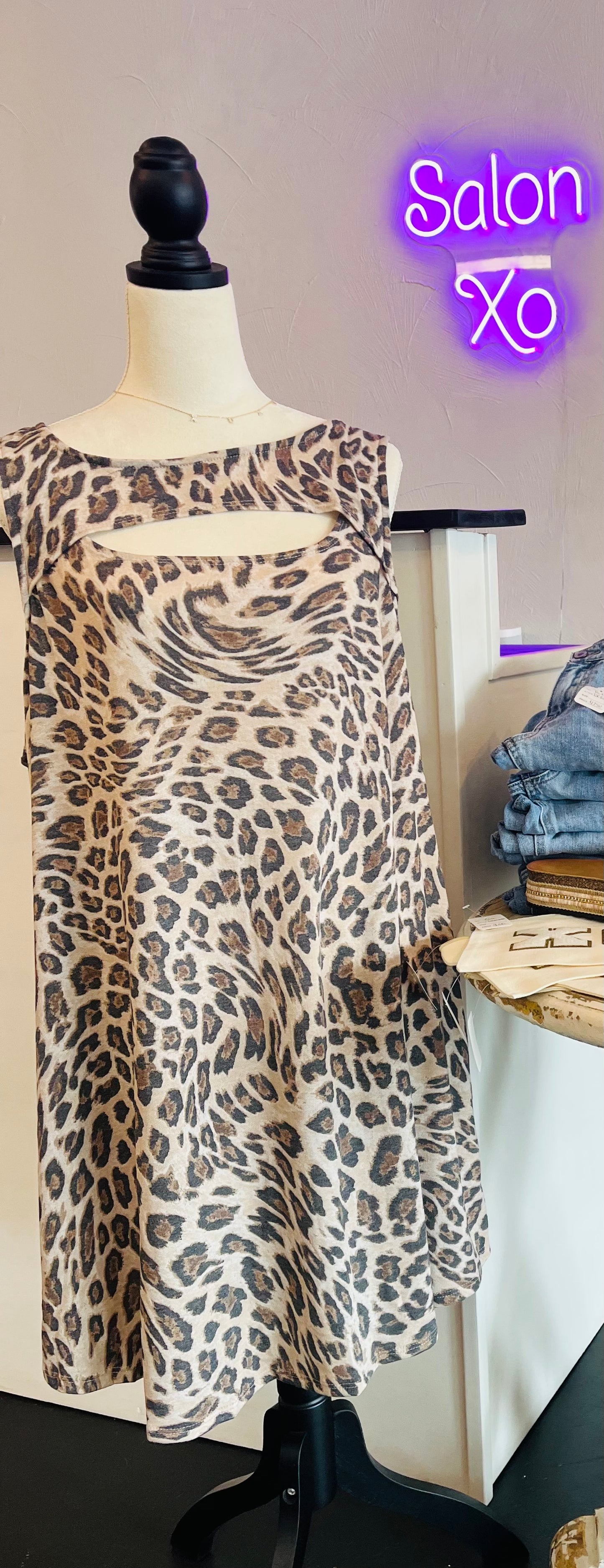 Cut Out Leopard Dress