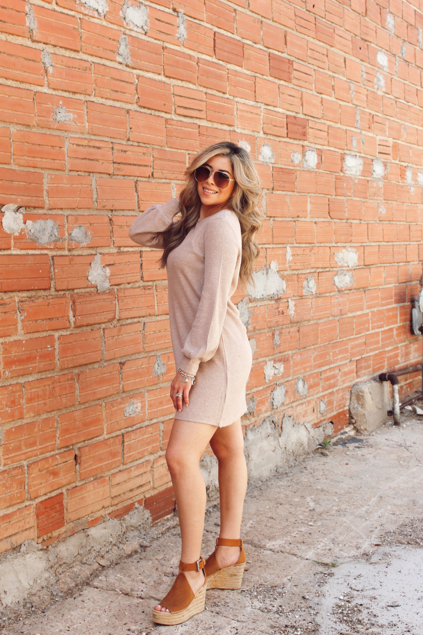 Bring The Best In You Thermal Dress Beige