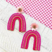 Pink Rainbow Bangle Earings
