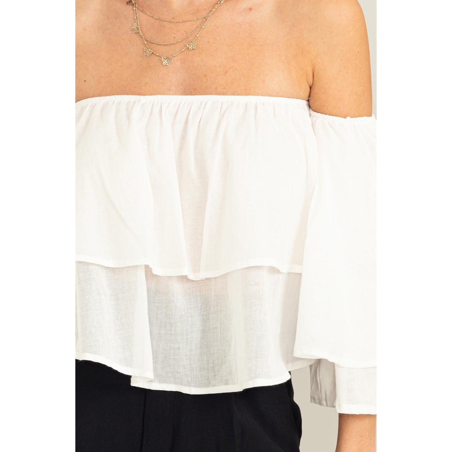 Classic Kind Of Love Off-Shoulder Tiered Blouse