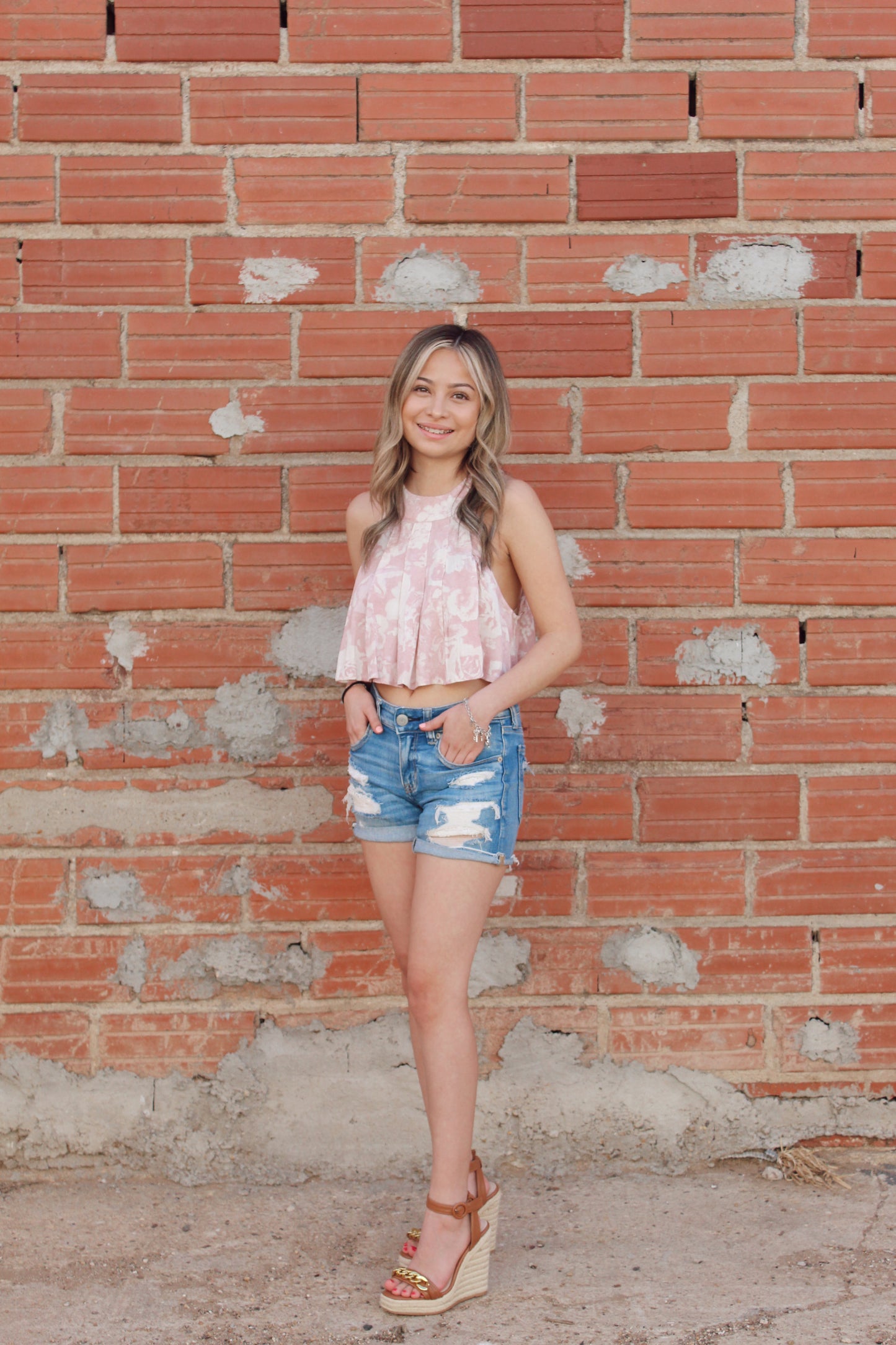 Daisy Pink Floral Crop Top